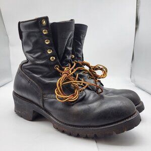 Work America Logger Boots Mens Size 11 C Narrow Leather Smoke Jumper Vibram Sole